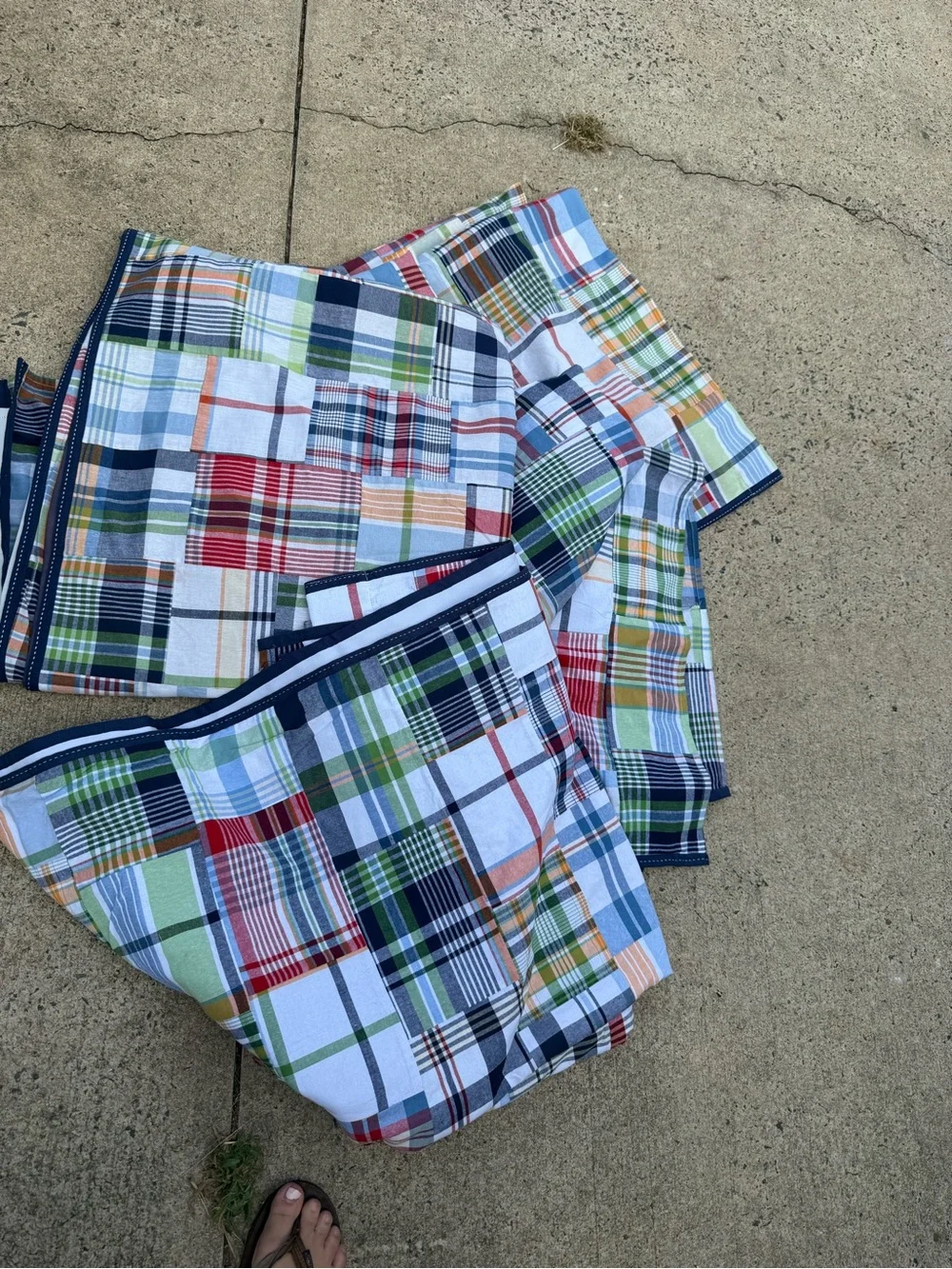 Pottery Barn Kids Plaid Patchwork Window Curtain Panels - Multicolor X4